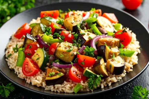 Osmažený lilek se zeleninou