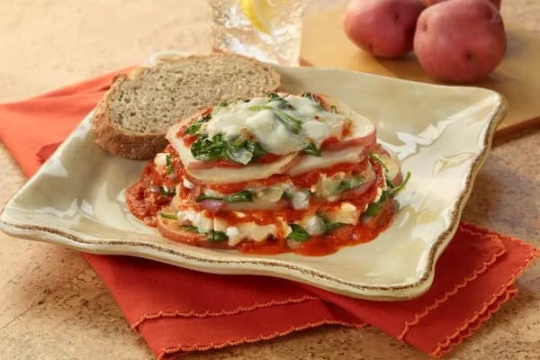 Bramborovo-špenátové lasagne