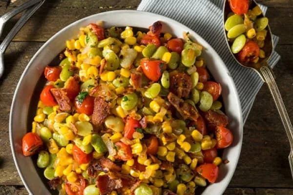Pikantní mleté hovězí se succotash